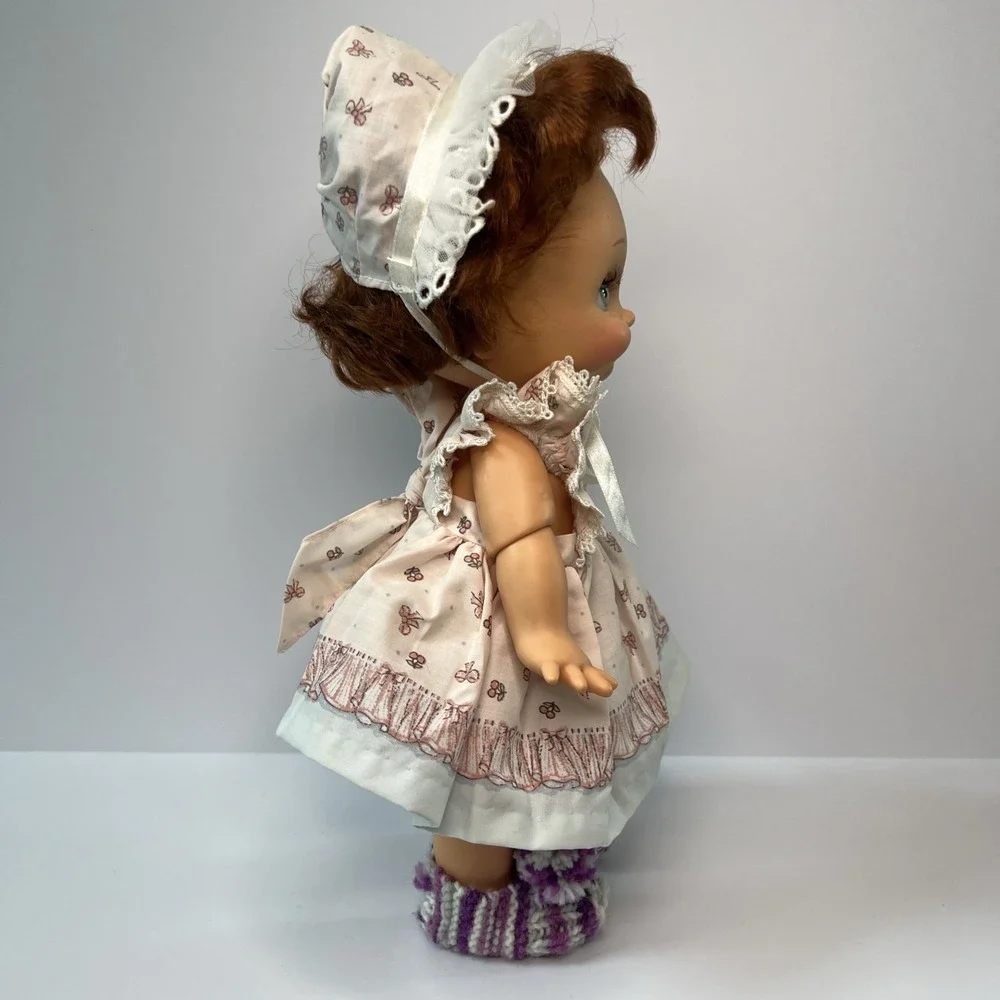 Vintage 1990 Galoob Baby Face So Shy Sherri #9 Green Eyes Bonnet Dress
